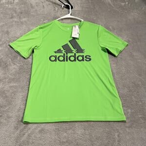 Adidas Shirt Youth Medium 10/12 Green Performance Athletic Logo